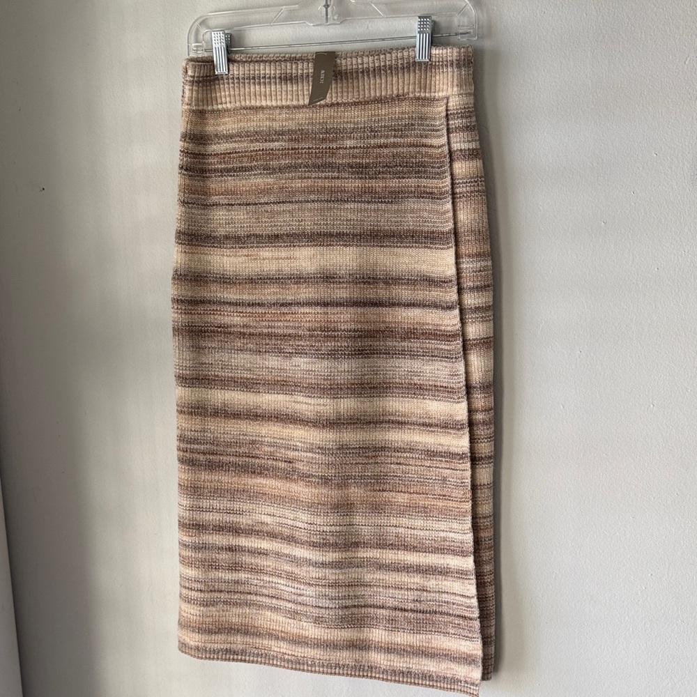 New JCrew merino wool sweater skirt NWT earth tones faux wrap style